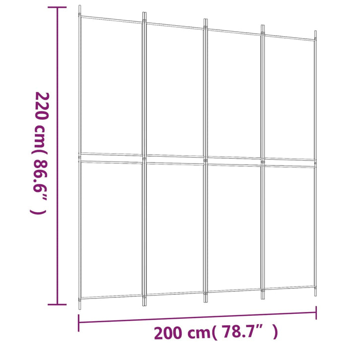 Kamerscherm met 4 panelen 200x220 cm stof bruin