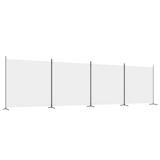 Kamerscherm met 4 panelen 698x180 cm stof wit