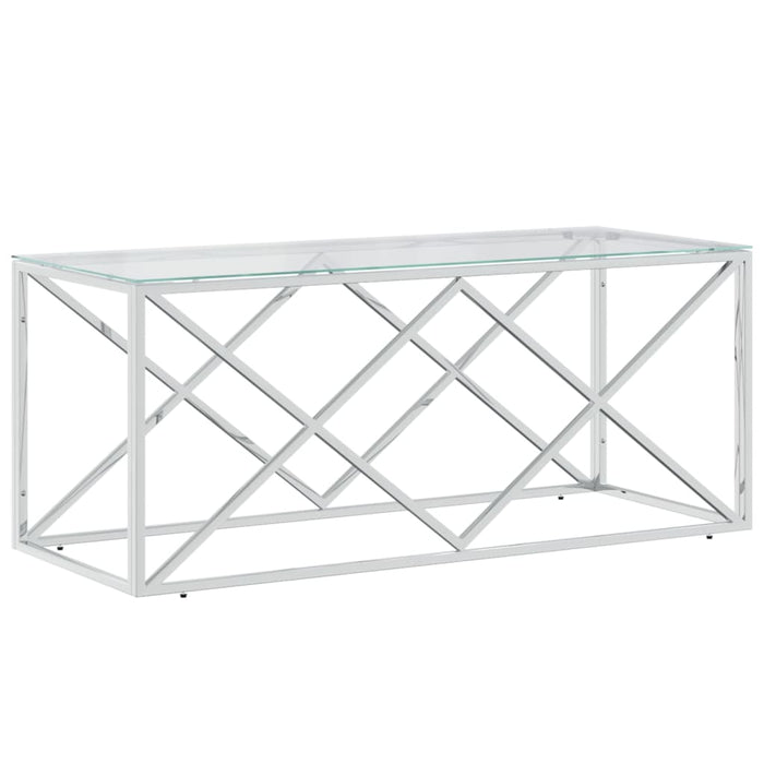 Salontafel 110x45x45 cm roestvrij staal en glas