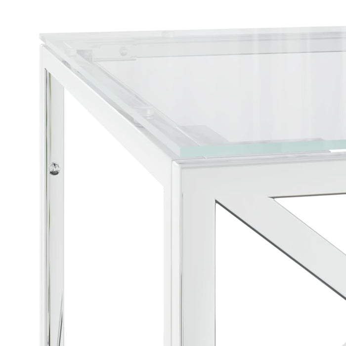 Salontafel 110x45x45 cm roestvrij staal en glas