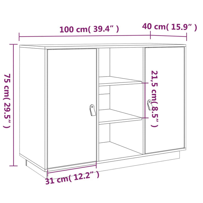 Dressoir 100x40x75 cm massief grenenhout honingbruin