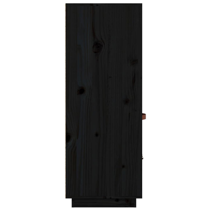 Hoge kast 67x40x108,5 cm massief grenenhout zwart