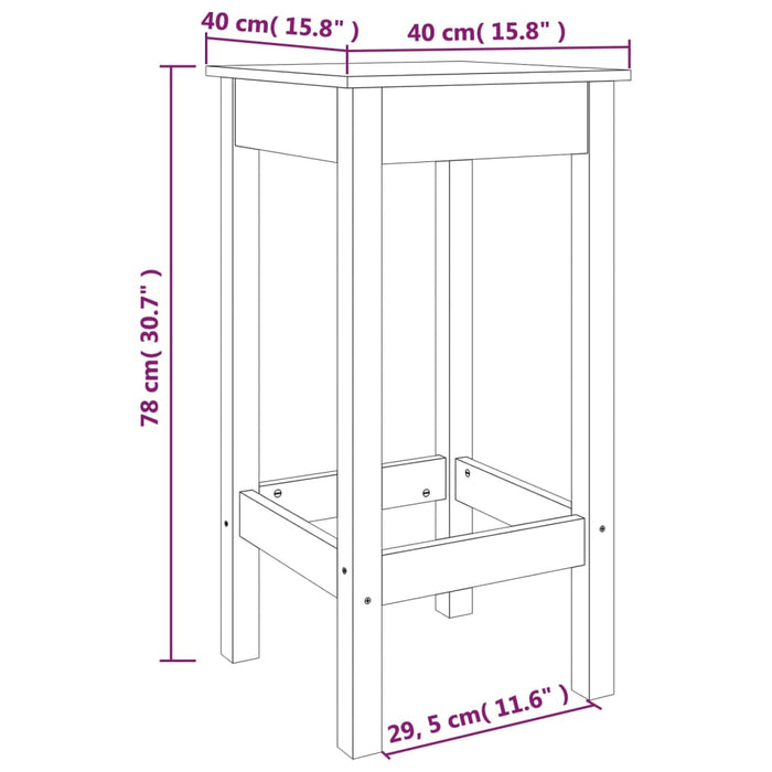 Barstoelen 2 st 40x40x78 cm massief grenenhout honingbruin