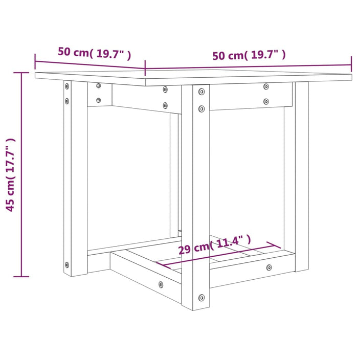 Salontafel 50x50x45 cm massief grenenhout