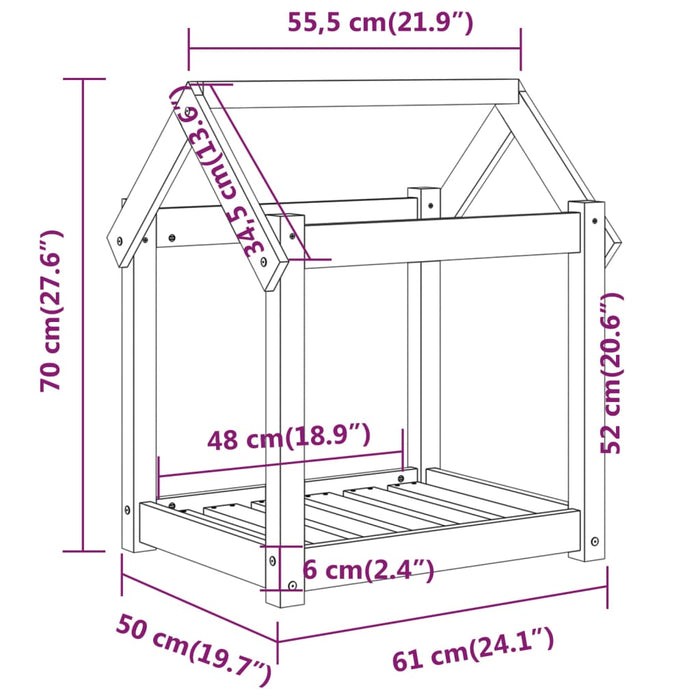 Hondenmand 61x50x70 cm massief grenenhout honingbruin