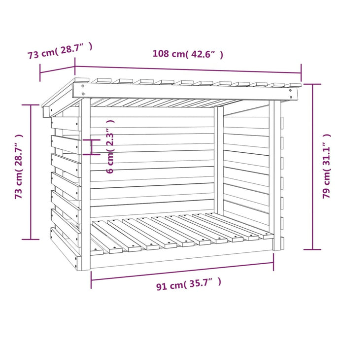 Haardhoutrek 108x73x79 cm massief grenenhout wit