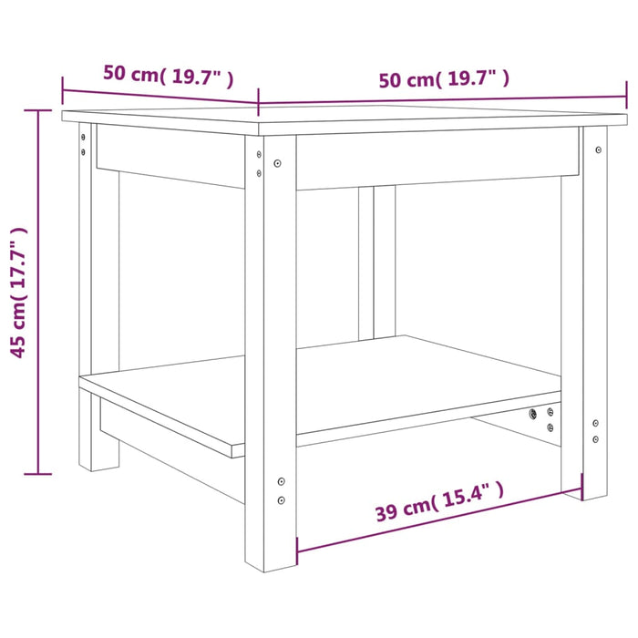 Salontafel 50x50x45 cm massief grenenhout zwart