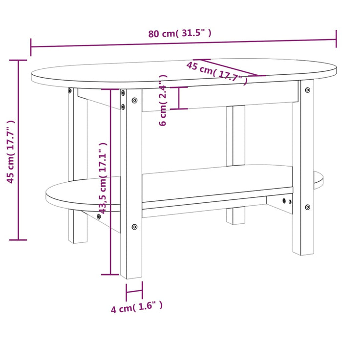 Salontafel 80x45x45 cm massief grenenhout grijs