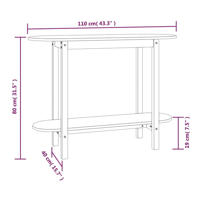 Wandtafel 110x40x80 cm massief grenenhout wit