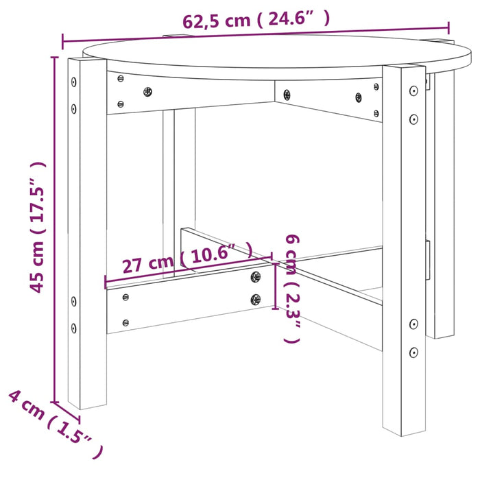 Salontafel Ø 62,5x45 cm massief grenenhout grijs