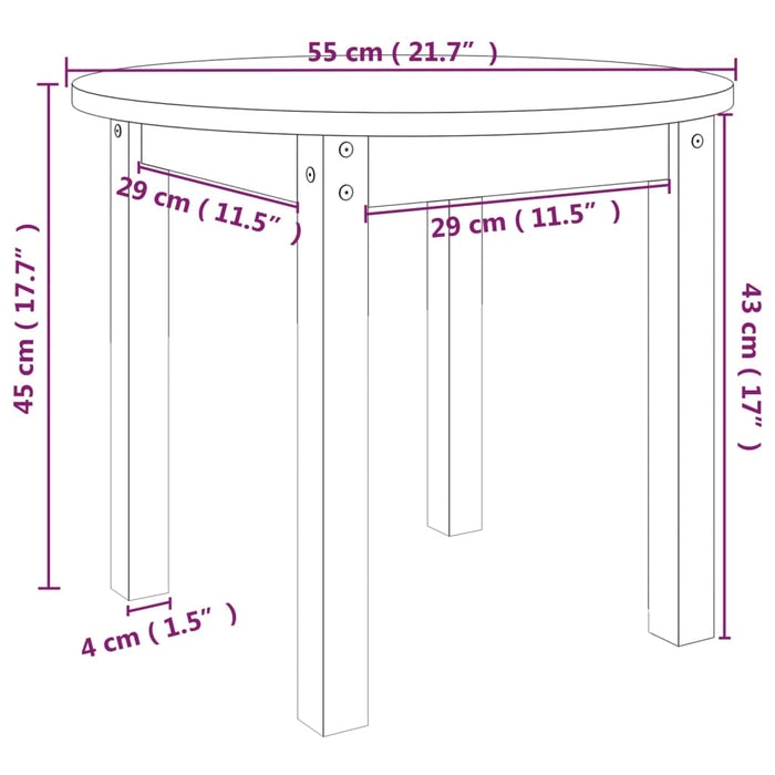 Salontafel Ø 55x45 cm massief grenenhout wit