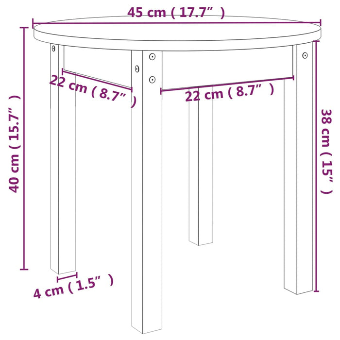 Salontafel Ø 45x40 cm massief grenenhout wit