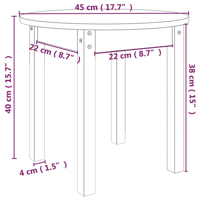 Salontafel Ø 45x40 cm massief grenenhout grijs