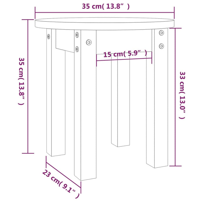 Salontafel Ø 35x35 cm massief grenenhout zwart