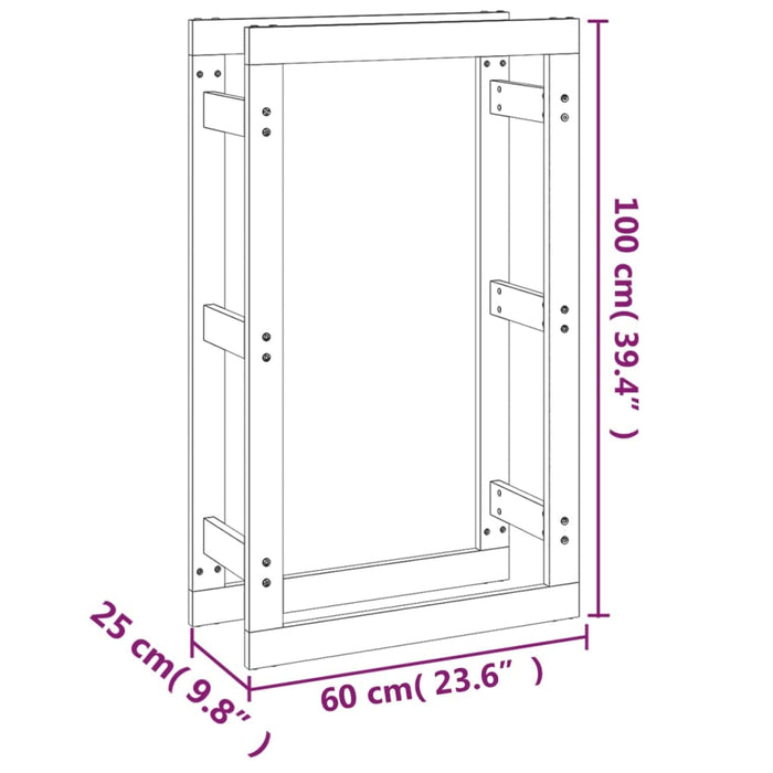 Haardhoutrek 60 x 25 x 100 cm massief grenenhout grijs