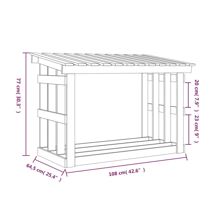 Haardhoutrek 108x64,5x77 cm massief grenenhout grijs