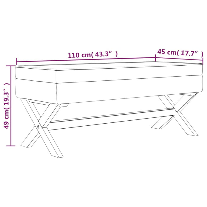 Opbergkruk 110x45x49 cm fluweel lichtgrijs