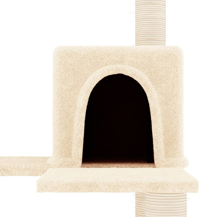 Kattenmeubel met sisal krabpalen 153 cm crèmekleurig