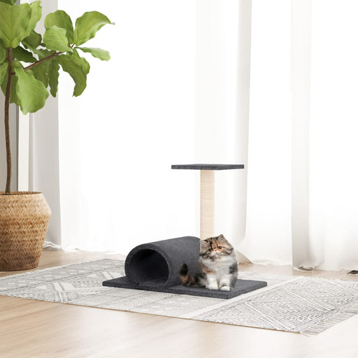 Kattenmeubel met tunnel 60x34,5x50 cm donkergrijs