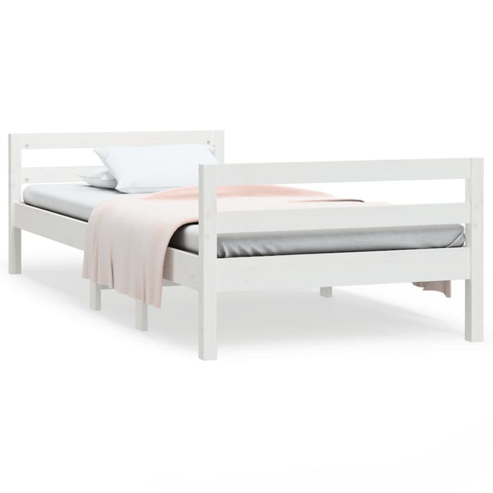 Bedframe massief grenenhout wit 90x200 cm