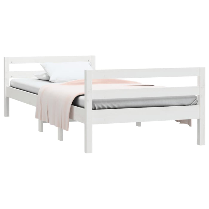 Bedframe massief grenenhout wit 90x200 cm