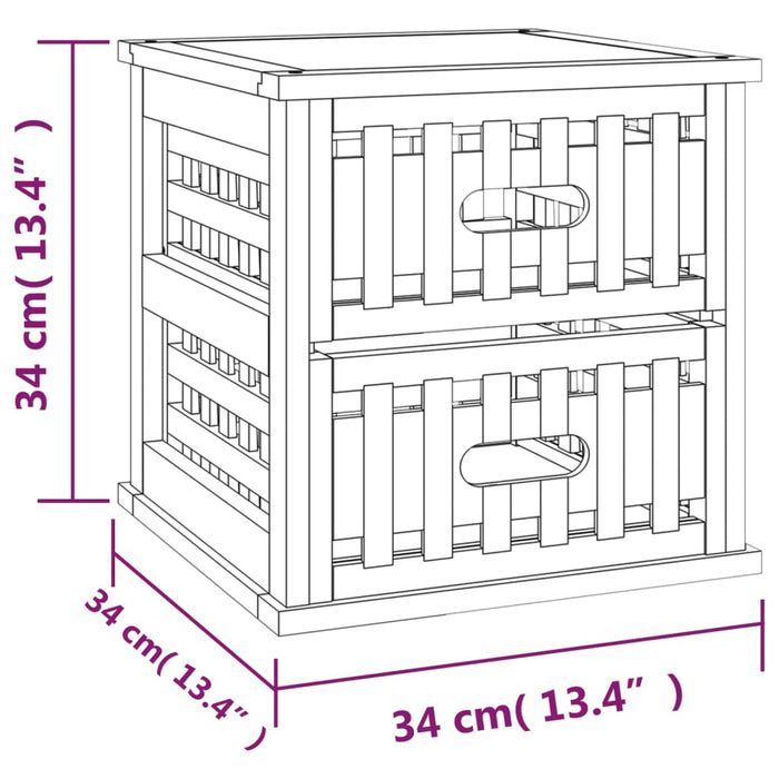 Nachtkastjes 2 st 34x34x34 cm massief walnotenhout