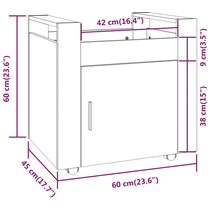 Bureaukastje 60x45x60 cm bewerkt hout wit