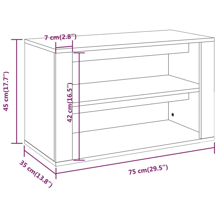 Schoenenrek 75x35x45 cm bewerkt hout zwart