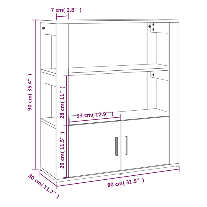 Dressoir 80x30x90 cm bewerkt hout wit