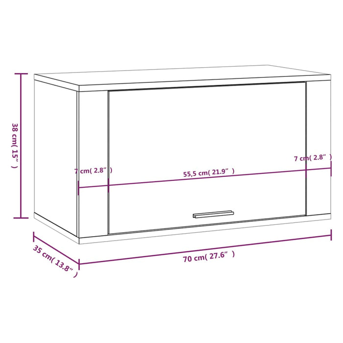 Wandschoenenkast 70x35x38 cm bewerkt hout sonoma eiken