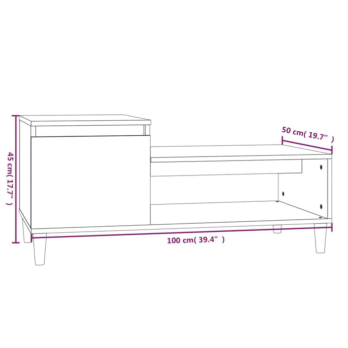 Salontafel 100x50x45 cm bewerkt hout betongrijs