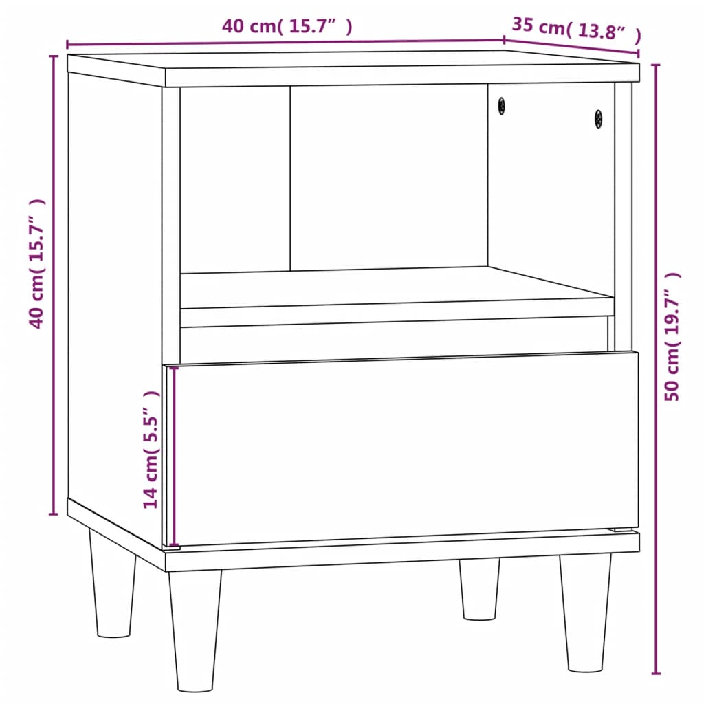 Nachtkastjes 2 st 40x35x50 cm gerookt eikenkleurig