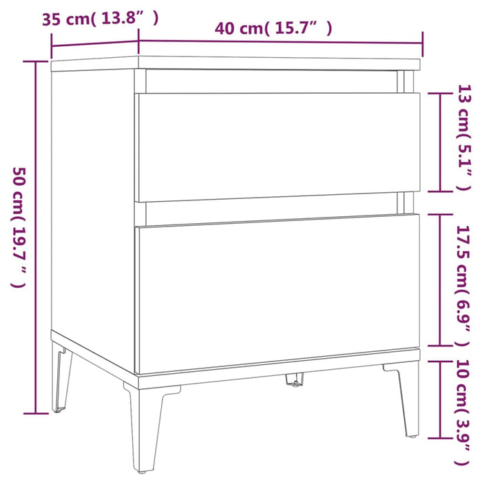 Nachtkastjes 2 st 40x35x50 cm grijs sonoma eikenkleurig