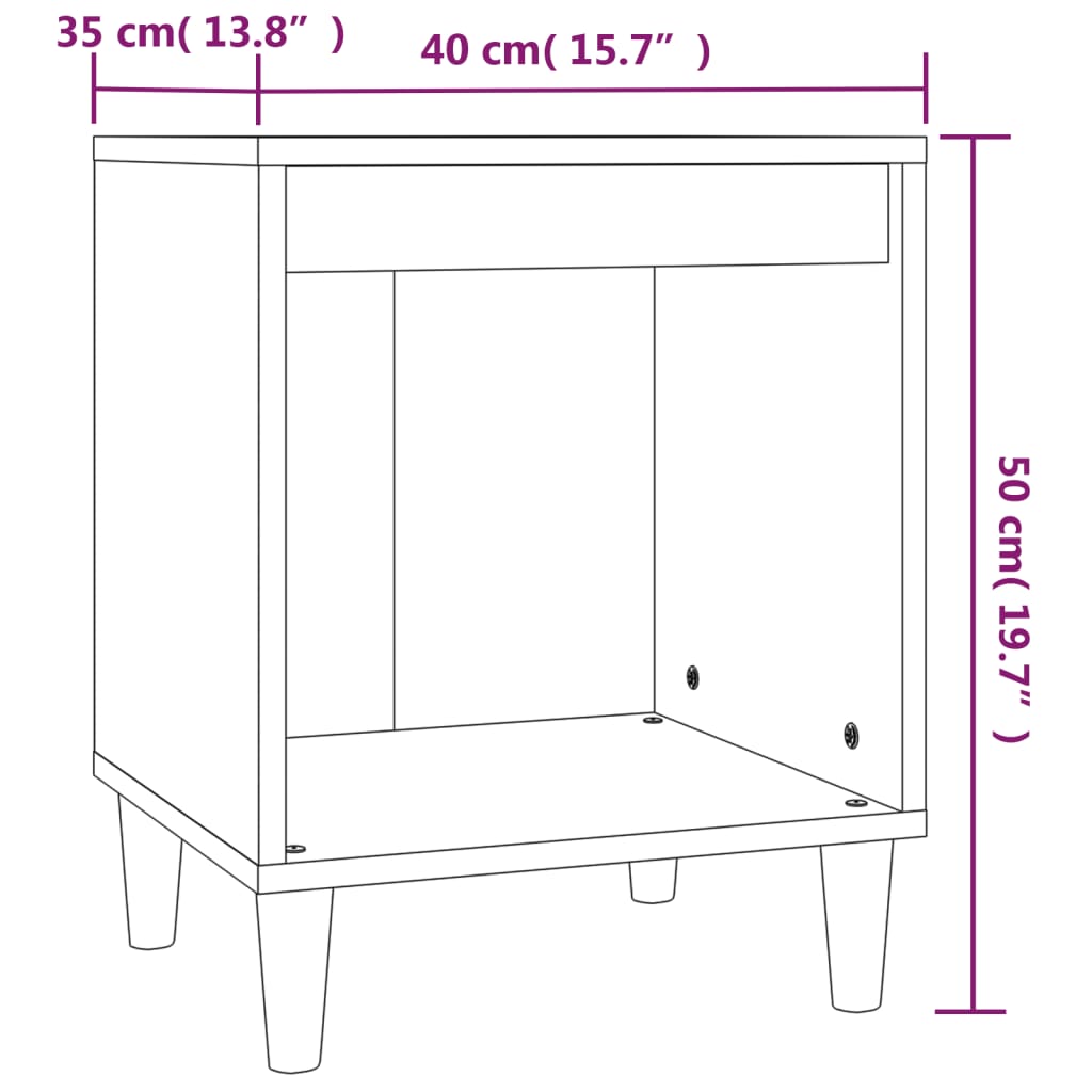 Nachtkastjes 2 st 40x35x50 cm hoogglans wit