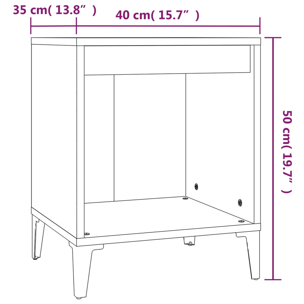 Nachtkastjes 2 st 40x35x50 cm wit