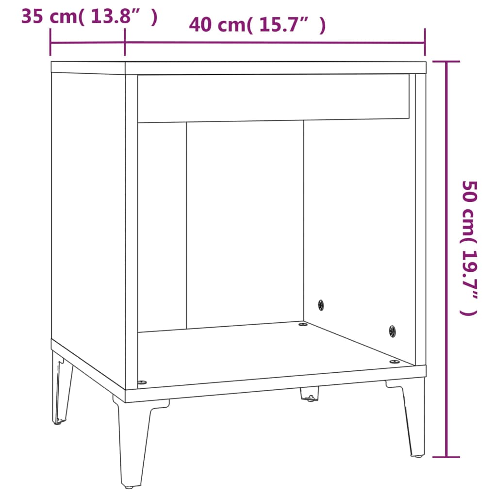 Nachtkastjes 2 st 40x35x50 cm grijs sonoma eikenkleurig