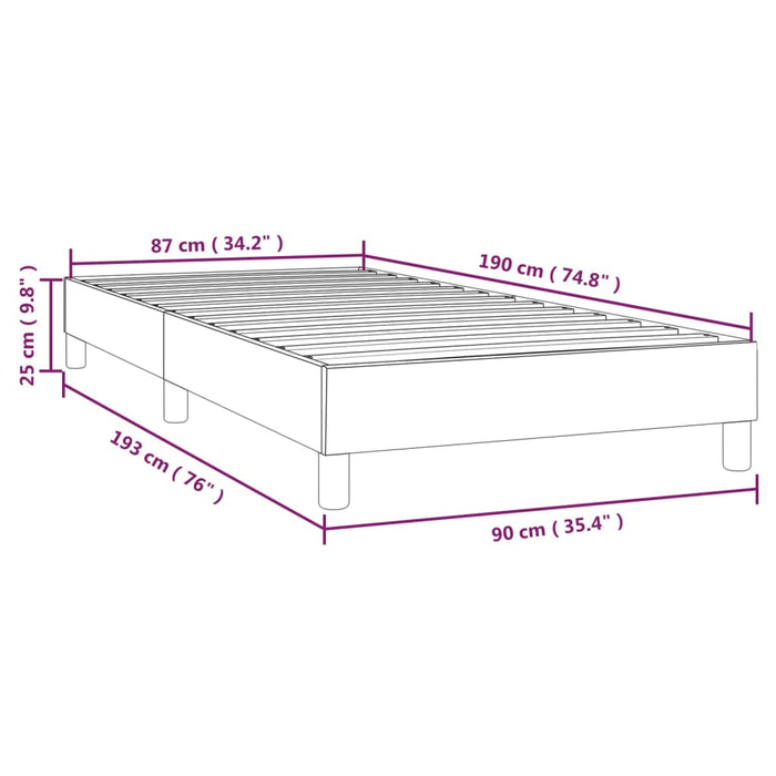 Boxspringframe stof donkergrijs 90x190 cm