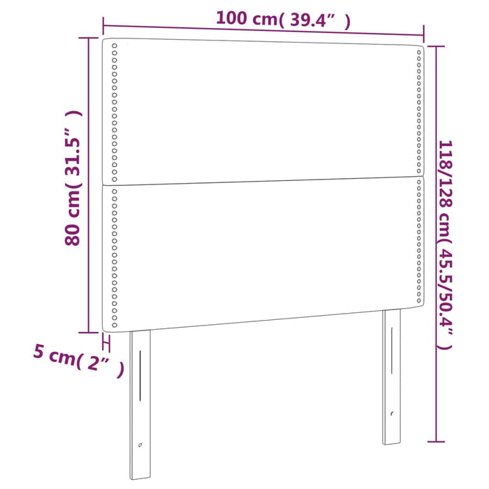 Hoofdborden 2 st 100x5x78/88 cm stof donkergrijs