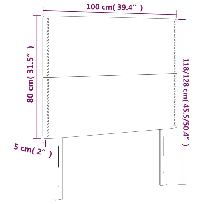 Hoofdborden 2 st 100x5x78/88 cm kunstleer crèmekleurig