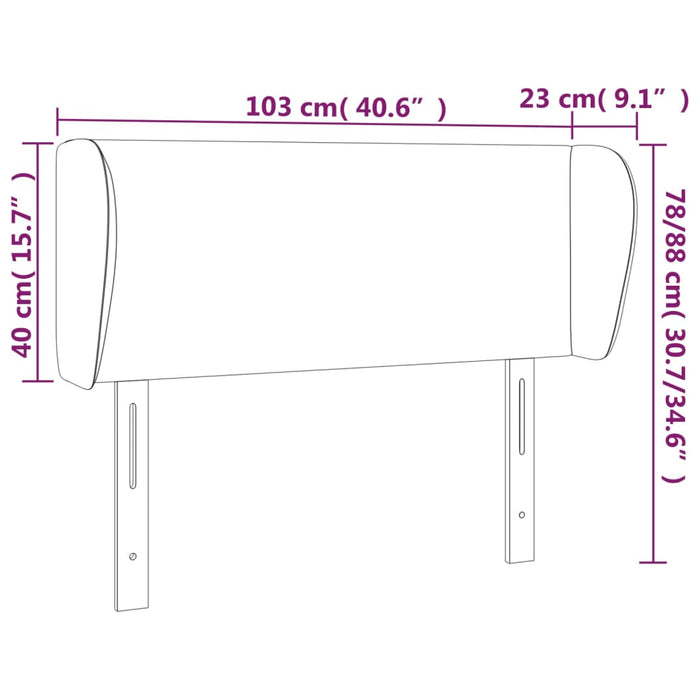 Hoofdbord met randen 103x23x78/88 cm kunstleer crèmekleurig