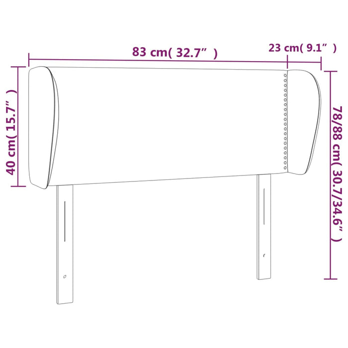 Hoofdbord met randen 83x23x78/88 cm fluweel donkergrijs