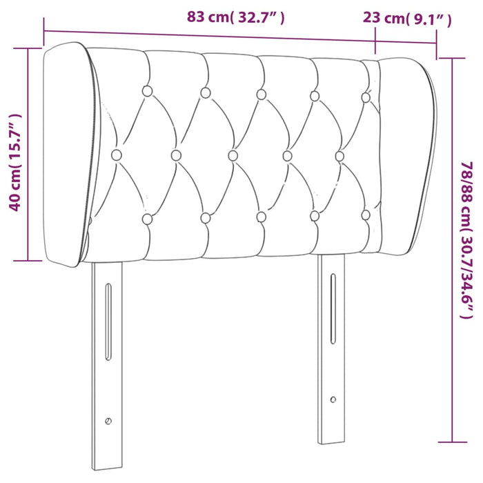 Hoofdbord met randen 83x23x78/88 cm stof donkerbruin