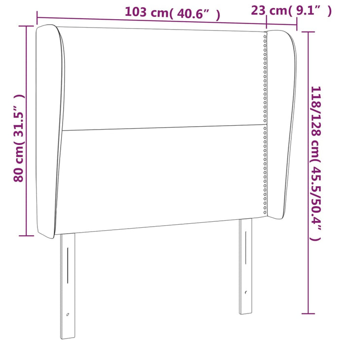 Hoofdbord met randen 103x23x118/128 cm stof donkergrijs