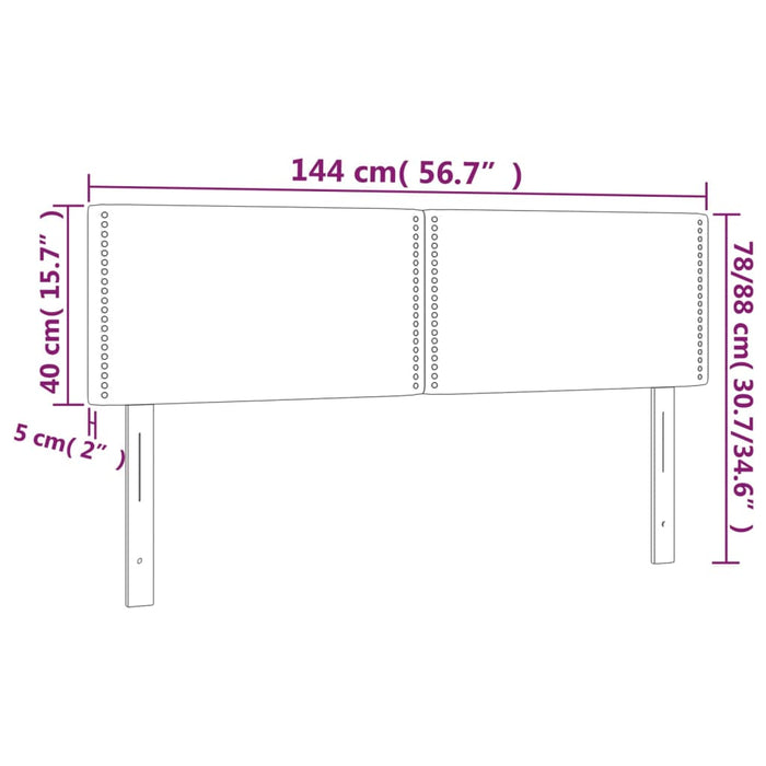 Hoofdbord LED 144x5x78/88 cm stof donkerbruin