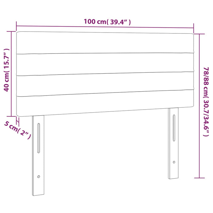 Hoofdbord LED 100x5x78/88 cm stof lichtgrijs