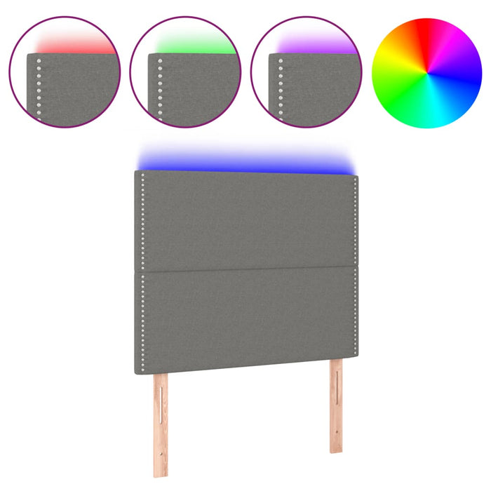 Hoofdbord LED 100x5x118/128 cm stof donkergrijs