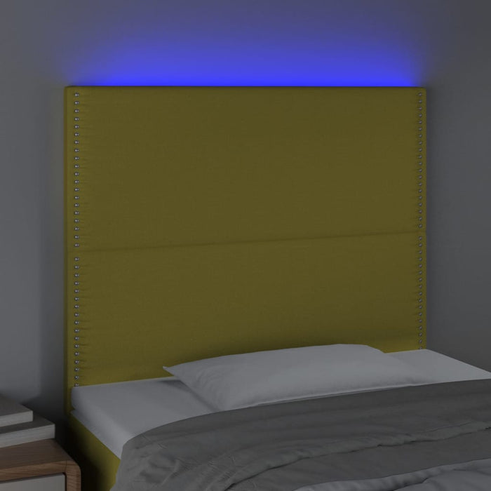 Hoofdbord LED 100x5x118/128 cm stof groen