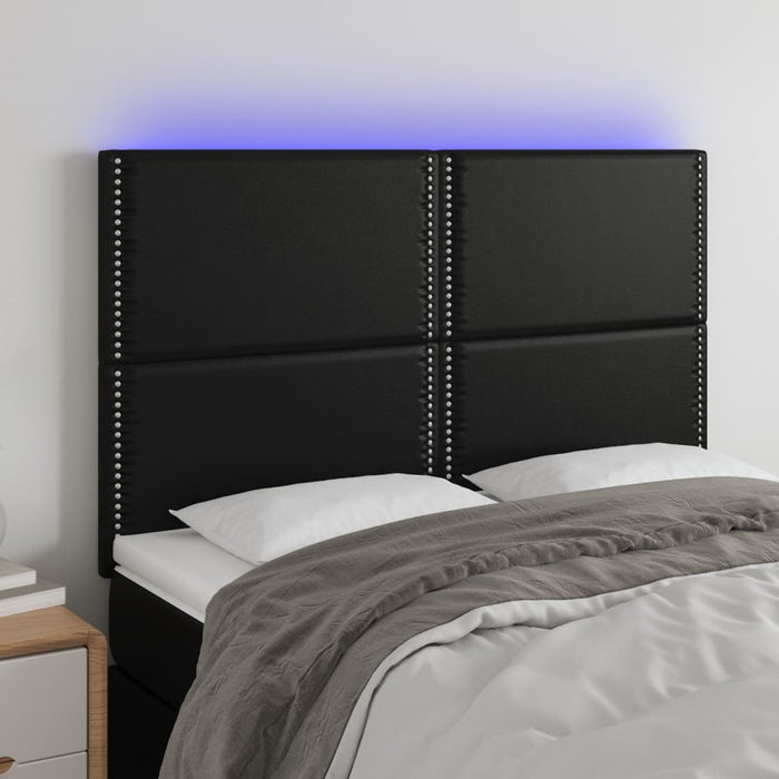 Hoofdbord LED 144x5x118/128 cm kunstleer zwart