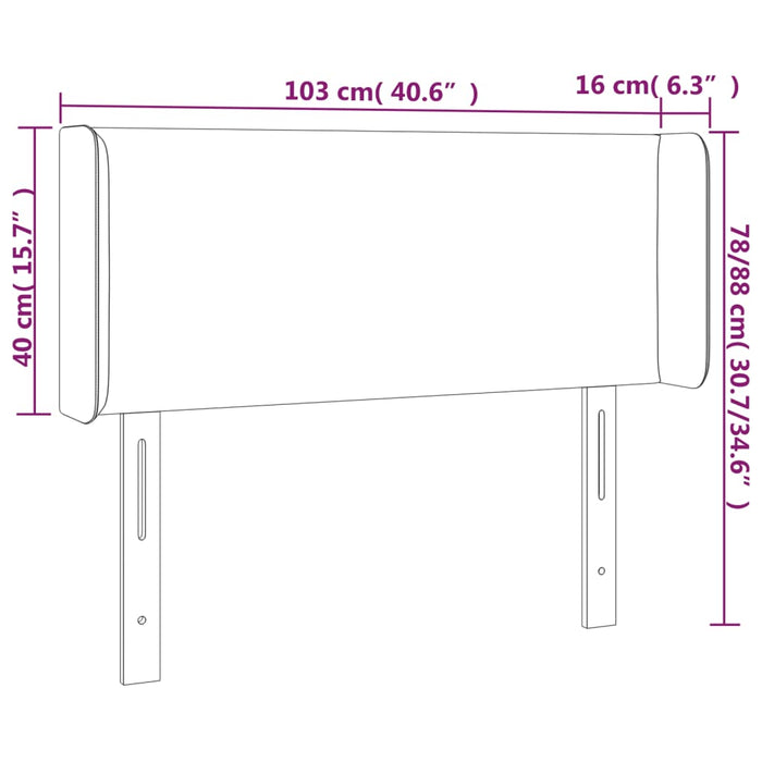 Hoofdbord LED 103x16x78/88 cm kunstleer zwart