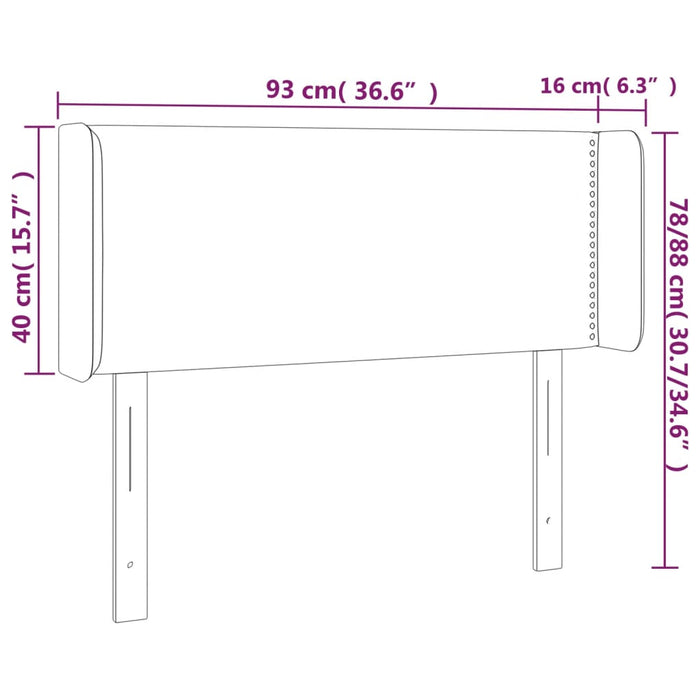 Hoofdbord LED 93x16x78/88 cm stof lichtgrijs